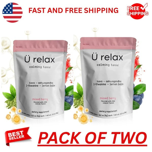 Ü Relax Calming Tonic Mixed Berry Dietary Supplement – Pack of 2