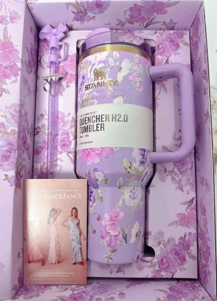 Stanley x LoveShackFancy Quencher H2.0 FlowState 40 oz Floral Tumbler – Purple/Lilac